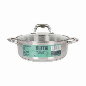 Casserole with glass lid Quttin Caesar Steel Ø 26 x 9 cm (4 Units) ...