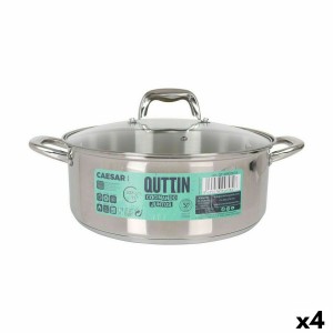 Casserole avec Couvercle en Verre Quttin Caesar Acier Ø 28 x 11 cm ...