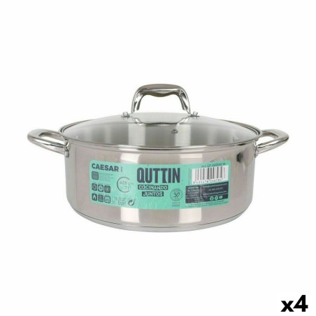 Casserole avec Couvercle en Verre Quttin Caesar Acier Ø 28 x 11 cm ...