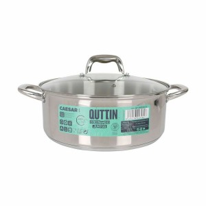 Casserole avec Couvercle en Verre Quttin Caesar Acier Ø 28 x 11 cm ...