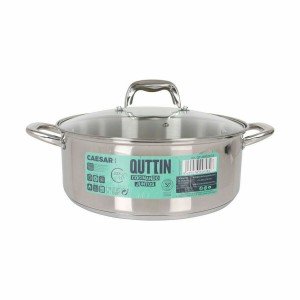 Casserole avec Couvercle en Verre Quttin Caesar Acier Ø 28 x 11 cm ...