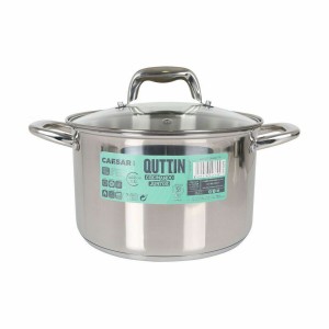Pot with Glass Lid Quttin Caesar Steel ø 22 x 14,5 cm (4 Units) |  ...
