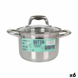 Topf mit Glasabdeckung Quttin Caesar Stahl ø 18 x 12,5 cm (6 Stück)...