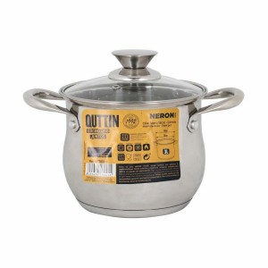 Pot with Glass Lid Quttin New Neron Steel 17,5 x 13,2 cm (4 Units) ...