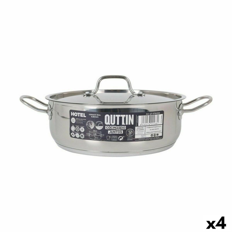 Casserole with lid Quttin Hotel Steel Ø 26 x 9 cm (4 Units) |  Pans...