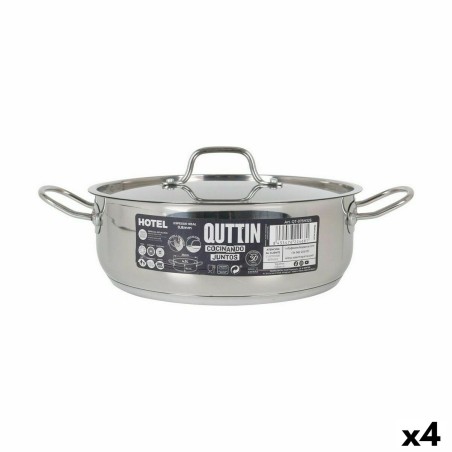 Casserole with lid Quttin Hotel Steel Ø 26 x 9 cm (4 Units) |  Pans...