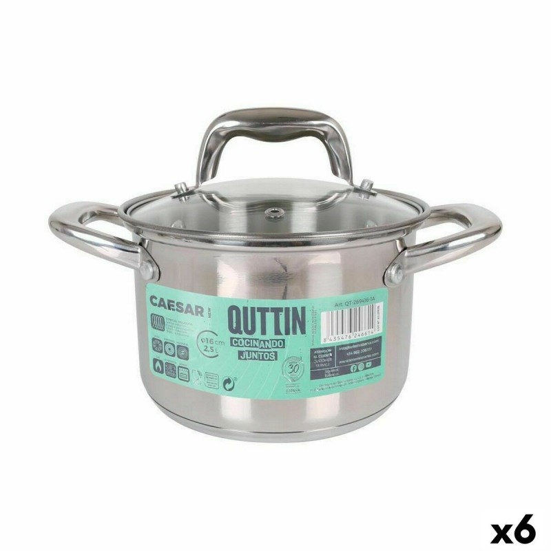Casserole avec couvercle en verre Quttin Caesar Acier ø 16 x 11,5 c...