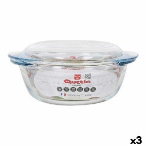 Casserole with lid Quttin Glass 1,6 + 0,5 L (3 Units) |  Pans and c...