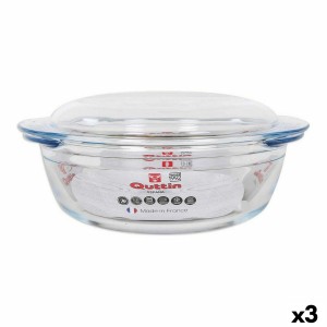 Casserole avec Couvercle Quttin verre 2,2 + 0,8 L (3 Unités) |  Poê...