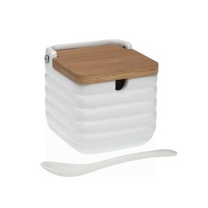 Zuckerdose Versa Weiß aus Keramik Bambus Dolomite 8,3 x 8,3 x 8,3 c...