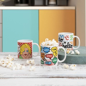 Kop Quid Pin Up Comics Bunt aus Keramik 330 ml (12 Stück) |  Tassen...