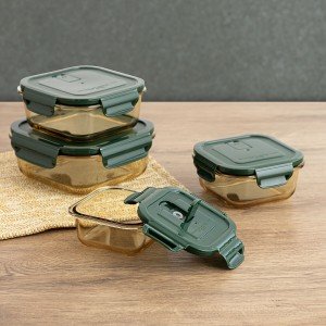 Lunchbox hermetisch Bidasoa Infinity karriert 1,1 L Gelb Glas (12 S...