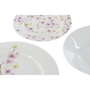 Geschirr-Set Home ESPRIT Weiß grün Rosa Porzellan 18 Stücke 27 x 27...