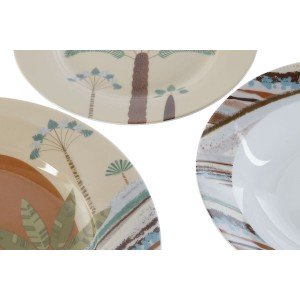Geschirr-Set Home ESPRIT Beige Bunt Porzellan 18 Stücke 27 x 27 x 2...