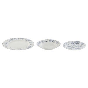 Geschirr-Set Home ESPRIT Blau Porzellan blumig 18 Stücke 27 x 27 x ...
