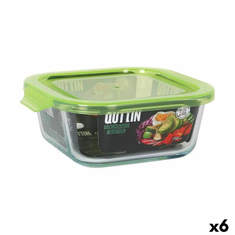 Square Lunch Box with Lid Quttin Green 750 ml (6 Units) | Lunch bo... Square Lunch Box with Lid Quttin Green 750 ml (6 Units) | Lunch bo...