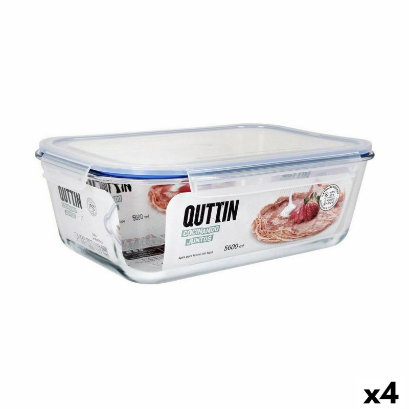 Hermetic Lunch Box Quttin Transparent Rectangular 5,6 L (4 Units) |... Hermetic Lunch Box Quttin Transparent Rectangular 5,6 L (4 Units) |...