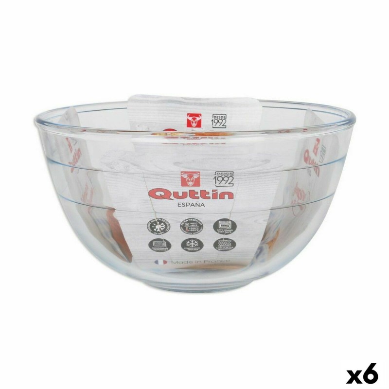 Bowl Quttin Quttin Glass 3,8 L Mixer (6 Units) | Plates, platters ... Bowl Quttin Quttin Glass 3,8 L Mixer (6 Units) | Plates, platters ...