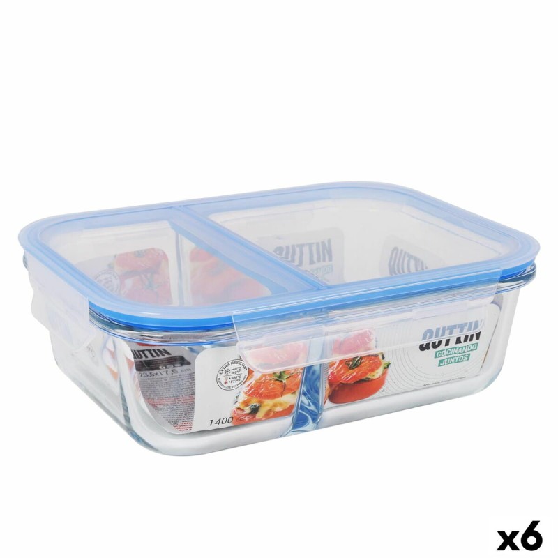 Hermetic Lunch Box Quttin 2 Compartments Rectangular 1,4 L (6 Units...