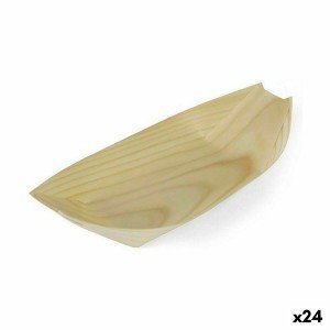 Set of bowls Algon Disposable Wood 4 Pieces 23 cm (24 Units) |  Pla...