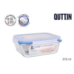 Hermetic Lunch Box Quttin Rectangular 375 ml (12 Units) |  Lunch bo...