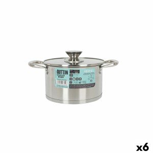 Topf mit Glasabdeckung Quttin Hermes Stahl 2,8 L (6 Stück) |  Pfann...