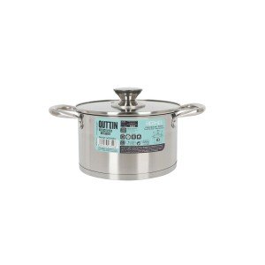 Topf mit Glasabdeckung Quttin Hermes Stahl 2,8 L (6 Stück) |  Pfann...