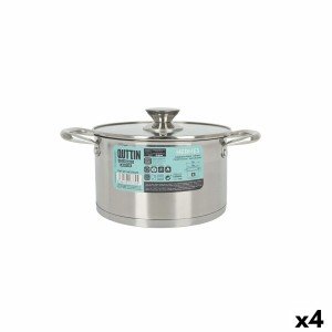 Pot with Glass Lid Quttin Hermes Steel 3 L (4 Units) |  Pans and ca...