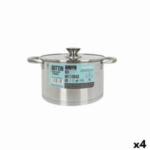 Casserole avec couvercle en verre Quttin Hermes Acier 4 L (4 Unités...