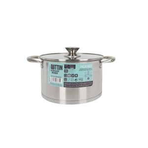 Casserole avec couvercle en verre Quttin Hermes Acier 4 L (4 Unités...