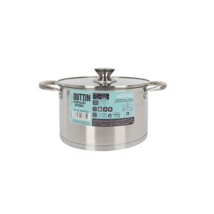 Pot with Glass Lid Quttin Hermes Steel 4 L (4 Units) |  Pans and ca...