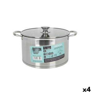 Topf mit Glasabdeckung Quttin Hermes Stahl 10 L (4 Stück) |  Pfanne...