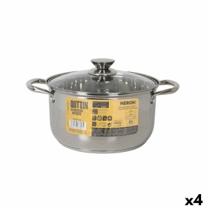 Casserole avec couvercle en verre Quttin New neron Acier 10 L (4 Un...