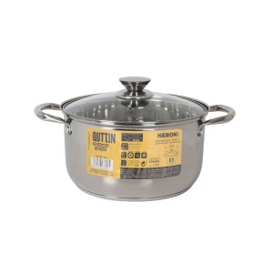 Casserole avec couvercle en verre Quttin New neron Acier 10 L (4 Un...