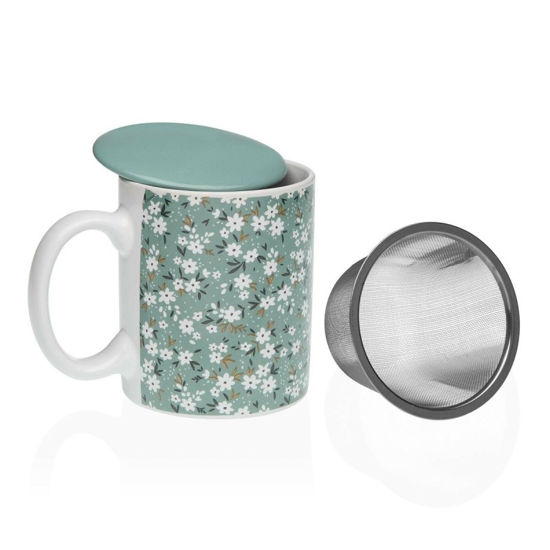 Cup with Tea Filter Versa Bellis Green Stoneware |  Cups and Thermo...