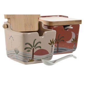 Zuckerdose Home ESPRIT Beige Rosa Terrakotta Lila Bambus Dolomite 7...
