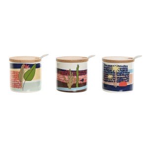 Zuckerdose Home ESPRIT Blau grün Rosa Lila Bambus Dolomite 7,5 x 7,...