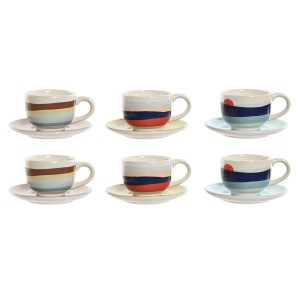 Ensemble de tasses à café Home ESPRIT Jaune Bleu Vert Lila Métal Do...