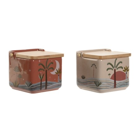 Salzstreuer mit Deckel Home ESPRIT Beige Rosa Terrakotta Lila Bambu...