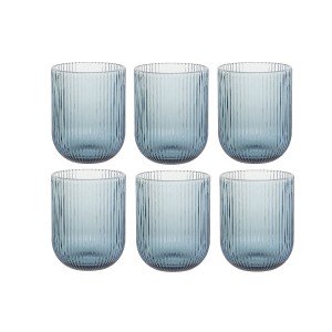 Set of glasses DKD Home Decor Blue Crystal 240 ml (6 Units) |  Glas...
