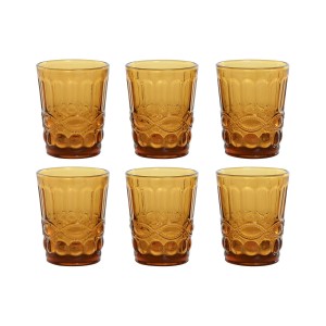 Set of glasses Home ESPRIT Amber Crystal With relief 240 ml (6 Unit...
