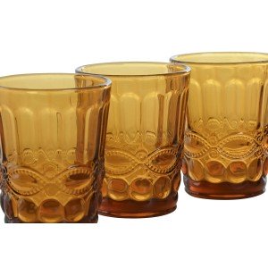 Set of glasses Home ESPRIT Amber Crystal With relief 240 ml (6 Unit...