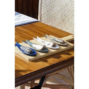 Appetizer Set Home ESPRIT Blue Green Navy Blue Bamboo Porcelain Med...