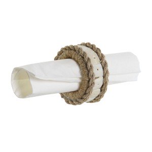 Napkin ring DKD Home Decor Natural Jute Resin Aluminium 6 x 3 x 6 c...