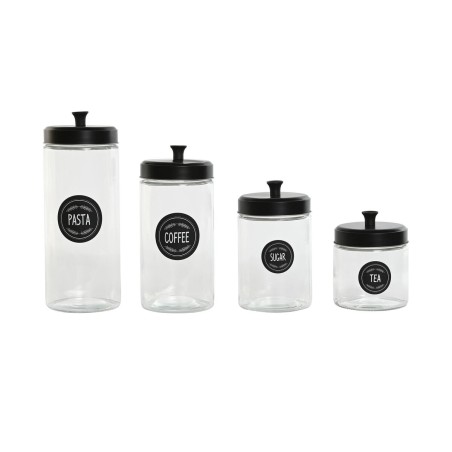 4 Tubs Home ESPRIT Black Metal Crystal 1 L 1,5 L 1,8 L 10,4 x 10,4 ...