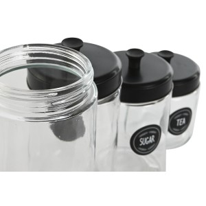 4 Tubs Home ESPRIT Black Metal Crystal 1 L 1,5 L 1,8 L 10,4 x 10,4 ...