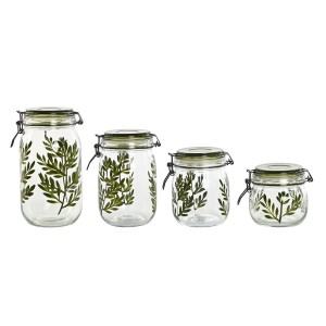 Set mit 4 Kanistern Home ESPRIT grün Kristall Eisen 1,5 L 11,3 x 11...