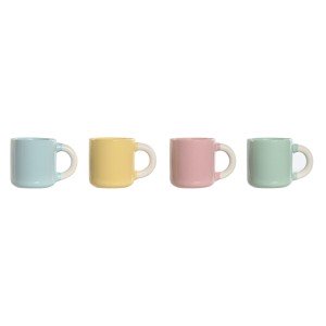 Satz von Kaffeetassen Home ESPRIT Gelb Blau grün Rosa Porzellan 110...