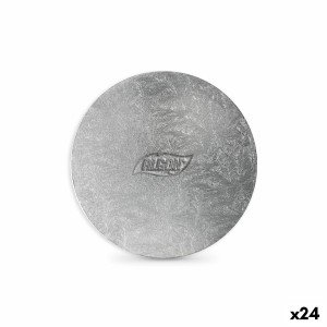 Cake stand Algon Silver 20 x 20 x 1 cm Circular (24 Units) |  Plate...