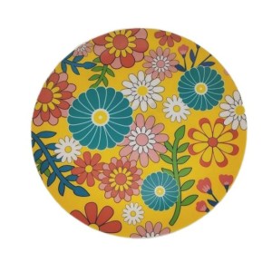 Assiette plate Versa Jaune Polyéthylène RPET Fleurs Ø 25 cm |  Assi...